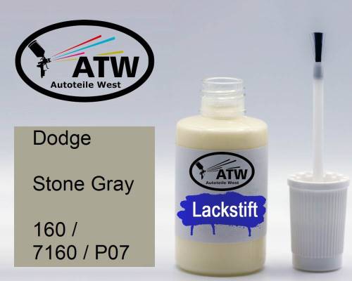 Dodge, Stone Gray, 160 / 7160 / P07: 20ml Lackstift, von ATW Autoteile West.